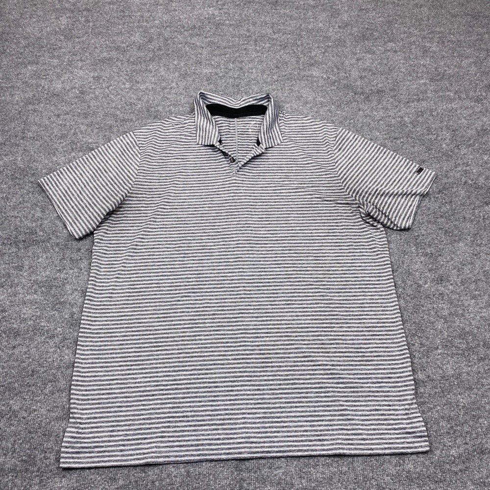 Nike Tiger Woods Shirt Mens XL Grey Striped Dri-FIT Stretch Golf Polo BQ6722-010